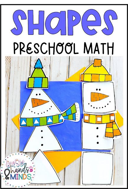 Snowmen Preschool Math- 2D Shapes Winter Shapes Preschool, Winter Shape Activities Preschool, Snowman Math Activities, Snow Math, Shape Snowman, Snowman Shapes, Snowman Math, Math Preschool, Partner Games