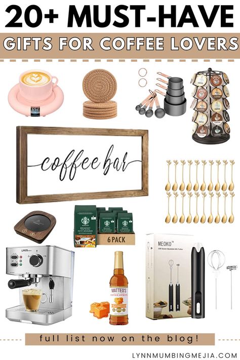 20+ Gorgeous Amazon Gifts For Coffee Lovers - Lynn Mumbing Mejia - Perfect Christmas Gift Guide! Christmas Gifts For Coffee Lovers, Gifts For Coffee Lovers Women, Gifts For Coffee Lovers Guys, Coffee Accessories Gift Ideas, Coffee Christmas Gifts, Coffee Lover Gift Ideas, Coffee Gift Ideas, Coffee Lover Gifts Basket, Coffee Basket