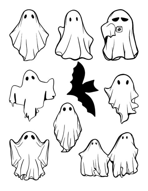 Craft adorable ghost decorations with our free printable templates. Perfect for Procreate users and crafters looking to add spooky charm to their projects! Holiday Drawings, Happy Halloween Font, Halloween Ghost Craft, Ghost Template, Ghost Craft, Ghost Silhouette, Spooky Font, Procreate Tips, Halloween Text