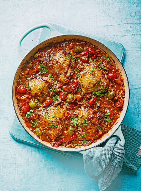 Chicken Cacciatore One-pot with Orzo Orzo Recipe, Orzo Recipes, Chicken Cacciatore, Bbc Good Food, Think Food, Chicken Stew, Bbc Good Food Recipes, Chicken Pasta, Orzo