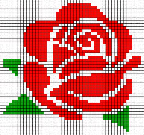 Grid Crochet Patterns Flower, Crochet Rose Graphgan, Crochet Selena Quintanilla, Rose Alpha Pattern, Rose Plastic Canvas Patterns, Floral Alpha Pattern, Bead Loom Designs, Graph Crochet, Cool Paper Crafts