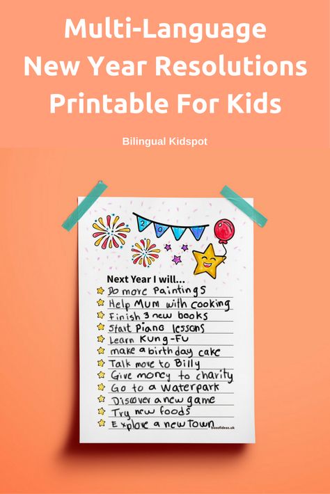 Multilingual New Years Resolutions for Kids New Years Resolutions For Kids, New Years Resolution Kids, Resolutions For Kids, Parent Quiz, Language Games, Resolution Ideas, Preschool Language, New Year Resolution, New Year Resolutions