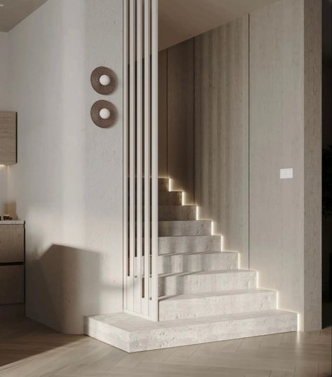 Minimal Staircase Design, Tawazon Architects, Yasmeen Wassim, Stairs Apartment, Minimal Staircase, Minimal Stairs, Under Stairs Dog House, Staircase Interior Design, Elevator Design