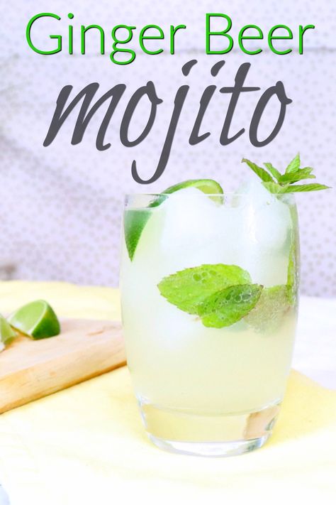 A summer cocktail ginger beer mojito recipe #cocktail #mojito Spring Drink Recipes, Ginger Beer Drinks, Ginger Mojito, Beer Cocktail Recipes, Ginger Beer Cocktail, I Like Beer, Mojito Cocktail, Mojito Recipe, Best Cocktail Recipes