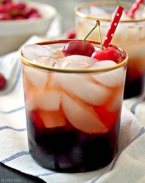 Adult Dark Cherry Cream Soda! Fun and flirty cocktail made with Dark Cherry Juice, Cream Soda, and Vodka! YUM! | The Cookie Rookie Cherry Cream Soda, The Cookie Rookie, Cherry Cocktail, Cookie Rookie, Soda Recipe, Mixed Drinks Recipes, Cherry Juice, Cream Soda, Easy Soup Recipes