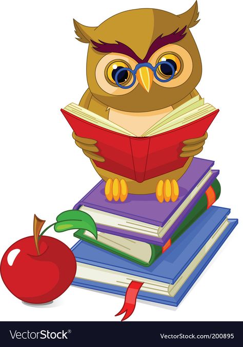 Owl On Books, Cartoon Owls, Owl School, Owl Sitting, Free Kids Books, Owl Classroom, Cute Owls Wallpaper, Cartoon Owl, Study Planner Printable