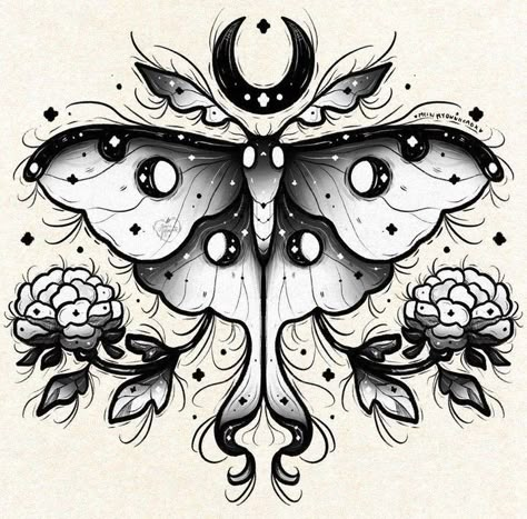 Best Feminine Tattoos, Moth Tattoo Ideas, Lunar Moth Tattoo, Luna Moth Tattoo, Butterfly With Flowers, Moth Drawing, Moth Tattoo Design, Cute Moth, Saved Tattoo