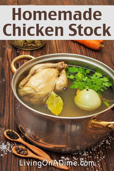 It’s easy to make chicken stock with this homemade chicken stock recipe. This makes a great base for soups and other dishes. Here is a step by step process to make chicken stock with leftover chicken. Living On A Dime, Chicken Stock Recipe, Turkey Soup Recipe, Stock Recipes, Homemade Chicken Stock, Homemade Soft Pretzels, Homemade Soup Recipe, Out Of Debt, Broth Recipes