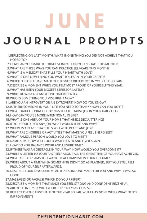 30 Daily June Journal Prompts To Keep You Motivated To Write 2 June 2024 Journal Prompts, June Writing Prompts, June Journal Prompts, Journal Prompts June, June Prompts, June Journaling, Questions Journal, Monthly Prompts, June Journal