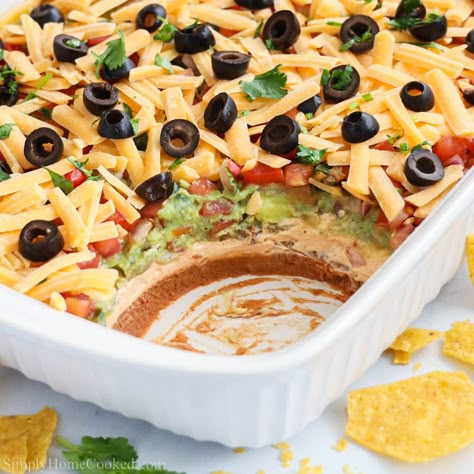 Cold Nacho Dip Recipes, 7 Layer Nacho Dip, Cold Nacho Dip, Seven Layer Taco Salad, Nacho Dip Recipes, Taco Layer Dip, Mexican Taco Dip, Layered Nacho Dip, 5 Layer Dip