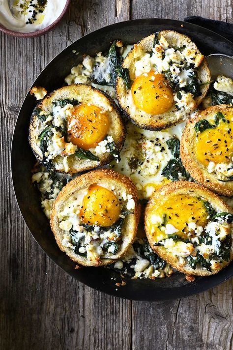 Baked Egg, Feta Recipes, Za Atar, Creamy Spinach, Spinach And Feta, Baked Eggs, Breakfast Brunch Recipes, Food 52, Egg Recipes