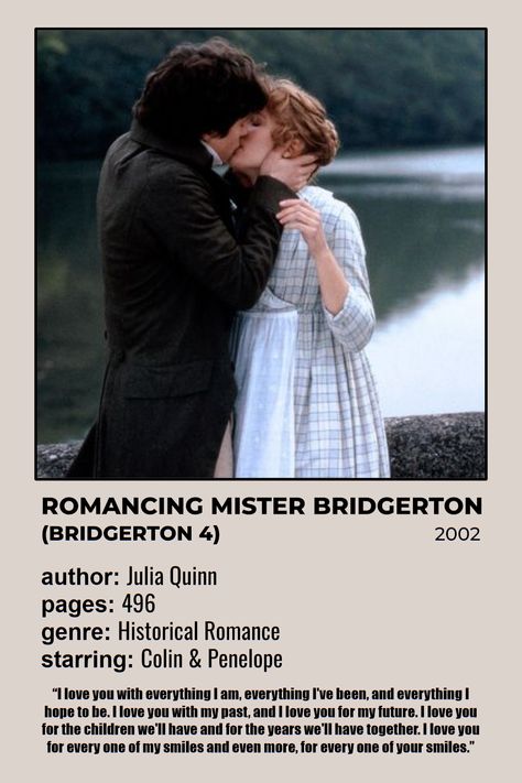 Romancing Mister Bridgerton (Bridgerton 4) --> Julia Quinn Romancing Mister Bridgerton Book, Romancing Mister Bridgerton Book Quotes, Bridgerton Books, Romancing Mister Bridgerton, Minimalistic Posters, 2023 Books, Boston Apartment, Books Posters, Julia Quinn