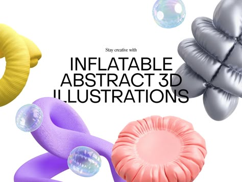 Inflatable abstract 3d illustrations - Awwwards Market Inflate Illustrator, Abstract 3d Design, 3d Abstract, 3d Elements, Abstract 3d, Geometric Graphic Design, Website Header, Design Grafico, Graphic Design Tools