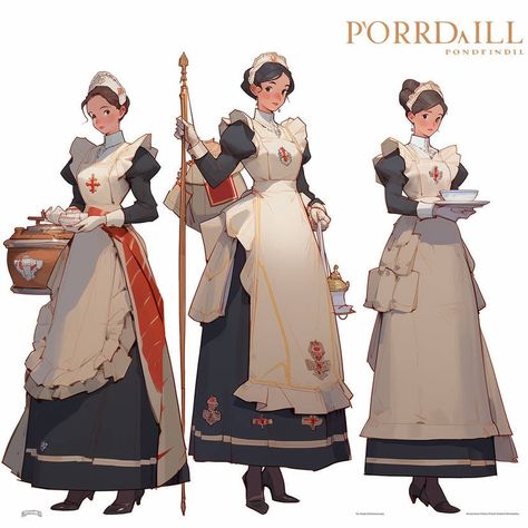 Medieval Maid Outfit, Maid Uniform Drawing, Royal Maid Uniform, Maid Uniform Modern, Maid Uniform, Komi San, Painting Sketch, Female Knight, Maid Outfit