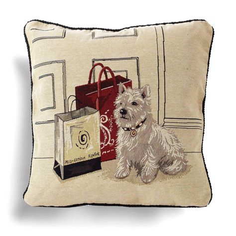 Home Essence, Silk Cushions Covers, Tapestry Cushion, Westie Dogs, Woven Tapestry, Floral Duvet, Beige Cushions, Little Puppies, Tapestry Weaving