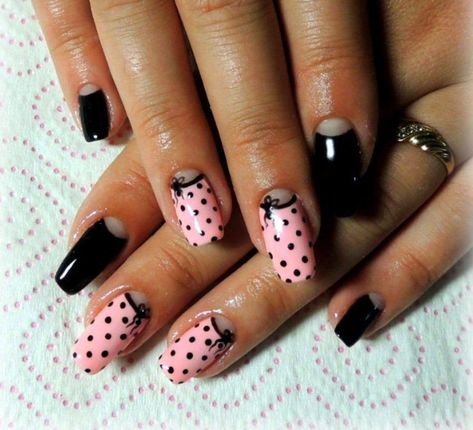 Dot NailsPolka DotsFancy NailsTrendy NailsDot Nail DesignsNails DesignNail Designs Rockabilly Nails, Moon Manicure, Dot Nail Designs, Moon Nails, Polka Dot Nails, French Nail Designs, Dots Nails, Best Nail Art Designs, Super Nails