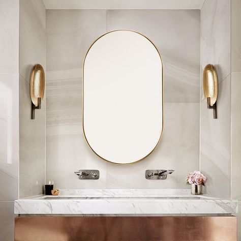 Etta Avenue Chaya Oval Metal Framed Wall Mounted Mirror | Wayfair.co.uk Oval Mirror Bathroom, Mirrors Uk, Toilet Room Decor, Brass Mirror, Hanging Wall Mirror, Bathroom Inspiration Decor, Mirror Shop, Modern Vanity, Oval Mirror