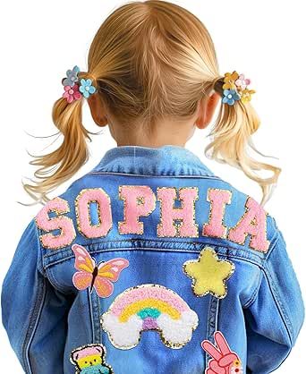 Unique Denim Jacket, Back To School Gifts For Kids, Custom Jean, Kids Jeans Jacket, Jean Jacket Patches, Kids Denim Jacket, Jacket For Girls, Girls Pjs, Personalized Jacket