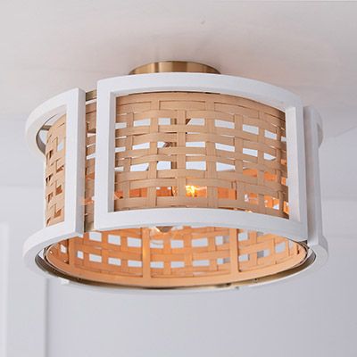 Lola 4-Light Dual Mount Pendant | Capital Lighting Fixture Company Capital Lighting Fixture, Rattan Chandelier, Rattan Shades, Capital Lighting, Semi Flush Ceiling Lights, White Brass, Drum Chandelier, Flat White, Woven Rattan