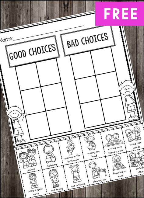 1st Grade Kindness Activities, Beginning Of The Year Activities 1st, Good Choices And Poor Choices Preschool, Good And Bad Choices Printable, Social Emotional Learning First Grade, Good Choices Bad Choices, Sel First Grade, Sel 1st Grade, Green Choices Red Choices Printable Free