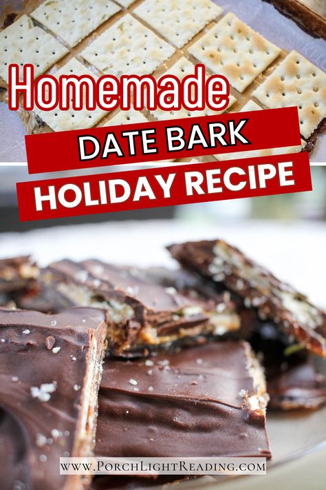 Create a simple yet irresistible dessert with this no-bake date bark recipe! Packed with chocolate, creamy peanut butter, and a crunchy cracker base, it’s an easy treat for the holidays or any special occasion. Sweet, salty, and oh-so-satisfying! #EasyDesserts #NoBakeHolidayTreats #SimpleRecipes #SweetAndSalty