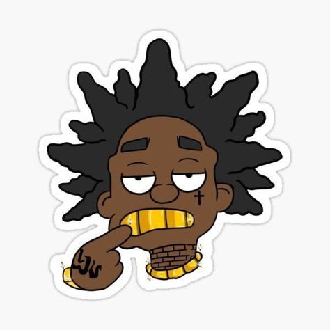 Kodak Black Drawing, Kodak Black Cartoon, Rapper Drawings, Tufting Designs, Teeth Tattoo, Face Challenge, Tufting Ideas, Diy Canvas Art Easy, Drawing Sticker