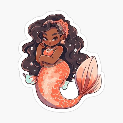 Curvy Coral Mermaid by poofypixels | Redbubble Curvy Mermaid Art, Mermaid Pics, Curvy Mermaid, Fat Mermaid, Chubby Mermaid, Coral Mermaid, Mermaid Sticker, Mermaid Drawings, Mermaid Pictures