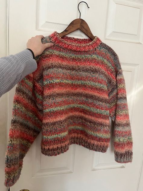 Colorful Knit Sweaters, Knit Graphic Sweater, Colorful Striped Sweater, Handmade Jumper, Fun Sweaters, Colorful Knit Sweater, Unique Knitwear, Cozy Wear, Hand Knit Sweater