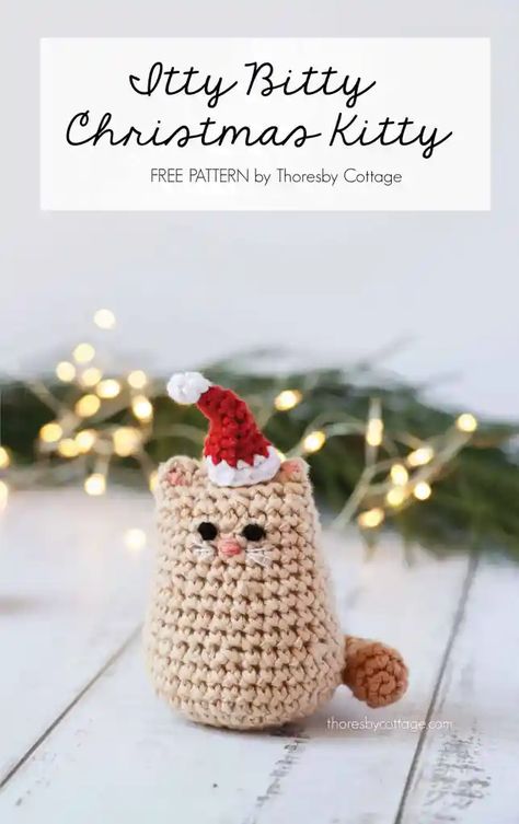 Kat Haken, Cat Crochet Pattern, Christmas Crochet Patterns Free, Crocheted Christmas, Crocheted Cat, Christmas Crochet Pattern, Crochet Christmas Gifts, Cat Crochet, Crochet Xmas