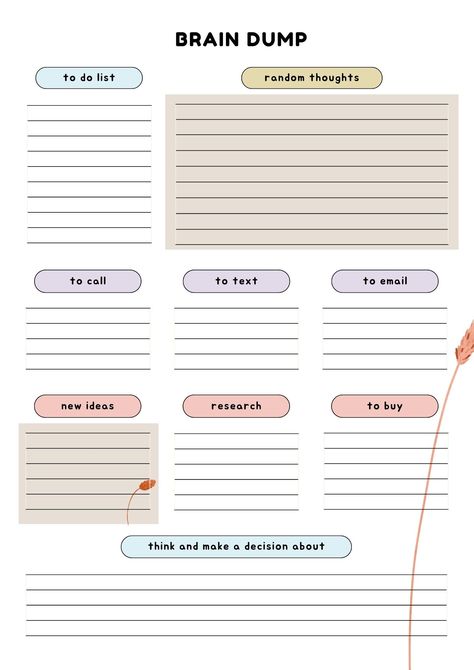 help your self to organize daily basic with this brain dump journal. save it for late 💫    #journal #braindump #selfhelp #planner #organize #dailytodolist Daily White Board Ideas, Brain Dump Journal, Ipad Templates, Brain Dump Template, Dump Journal, Daily Planner Printables Free, Study Planner Printable, Writing Therapy, Work Planner