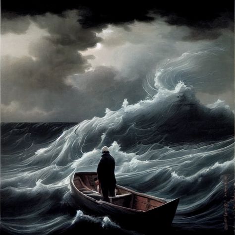 Painting Man, Lonely Man, Stormy Sea, Man Standing, Small Boats, Quick Saves, Art