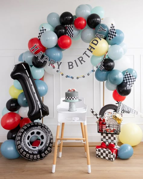 Hit the road to a fun racing birthday celebration with this Vintage Racing Cars Birthday Banner Set. This set features a garland with colorful vintage car cutouts and a second banner that spells "Happy Birthday" with bold black letters and white borders. Celebrate the birthday boy or girl by hanging this race car garland on the wall, draping it along the table, or using it as a backdrop. Whether it's a fast one birthday, a two-fast birthday bash, or any celebration for a little speedster, this r Two Fast Birthday, Paper Table Runner, Fast Five, Car Birthday Theme, Race Car Birthday Party, Cars Theme Birthday Party, Race Party, Car Party, Race Car Party