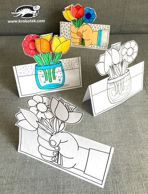 krokotak | SPRING cards Easy Mother's Day Crafts, Mother's Day Projects, Mother's Day Activities, Hand Crafts For Kids, Mothers Day Crafts For Kids, Paper Crafts Card, Daycare Crafts, Spring Cards, Mother's Day Diy