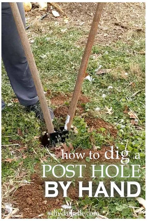 How to Dig a Fence Post Hole by Hand - with the right tools, it's a feasible project to dig a bunch of post holes by hand (even if heavy duty machinery is easier). Here's how...  #diy #outdoors #fencing Dig Fence Post Holes, Diy Fence Post, Digging Fence Post Holes, Fence Posts, Portable Fence, Post Hole Diggers, Post Hole Digger, Digging Holes, Horse Fencing