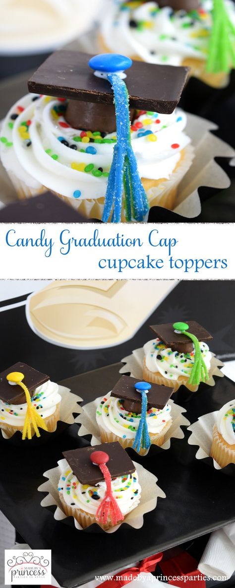 Grad Cupcake Toppers, Graduation Cap Cupcakes, Graduation Cake Preschool, Preschool Graduation Cupcakes, Preschool Graduation Cake Ideas, Kindergarten Graduation Cupcakes, Diy Graduation Cake Toppers, Diy Graduation Cake, Preschool Graduation Cake