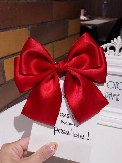 Red  Collar  Polyester   Embellished   Women Accessories Hair Accessories Ponytail, Red Hair Bow, Bridal Headwear, French Clip, Bohemian Hairstyles, Ribbon Hair Bows, Christmas Accessories, Kids Hair Accessories, Red Collar