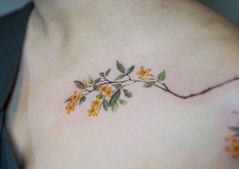 Yellow Jasmine Tattoo, Yellow Jessamine Tattoo, Jessamine Tattoo, Porcelain Tattoo, Yellow Jessamine, Jasmine Tattoo, Yellow Jasmine, Tattoo Ideas, Porcelain