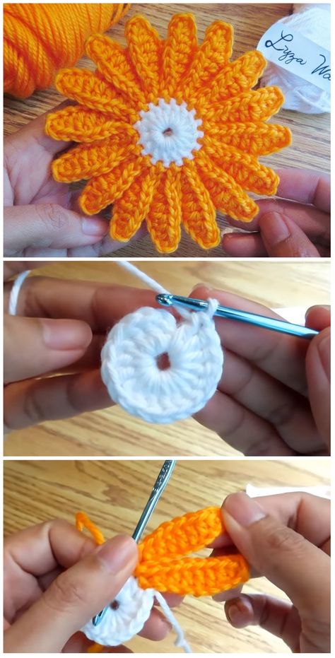 Crochet Daisy Coaster - Design Peak Flower Stitches, Daisy Coaster, Border Patterns, Beau Crochet, Crochet Free Patterns, Crochet Flowers Easy, Crocheted Flower, Confection Au Crochet, Crochet Flowers Free Pattern