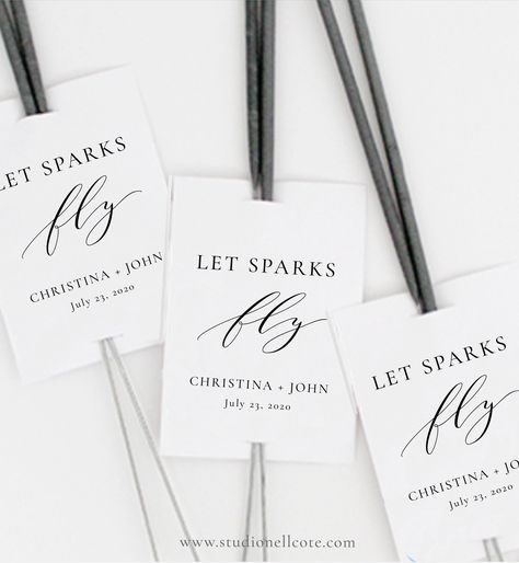 Let the Sparks Fly Tag - Sparkler Send Off Tag, Editable Sparkler Tag, Sparkler Send Off, Wedding Sparkler Tags- SN014_ST by StudioNellcoteDIY on Etsy Dolomites Wedding, Wedding Sparkler Send Off, Wedding Sparkler Tags, Sparkler Tags, Wedding Fireworks, Table Assignments, Wedding Send Off, Tag Templates, Nye Wedding