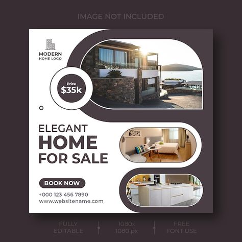 Interior Design Magazine Layout, Property Social Media, Art Deco Design Graphics, Modern Homes For Sale, Real Estate Marketing Design, Estate House, Photoshop Design Ideas, Interior Design Presentation, Banner Ads Design