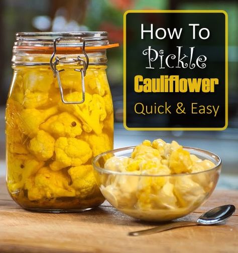 Easy Pickled Cauliflower, Pickles Cauliflower Recipe, Bread And Butter Pickled Cauliflower, Pickle Cauliflower Recipe, Pickling Cauliflower Recipe, Canned Pickled Cauliflower, Hot Pickled Cauliflower, How To Pickle Cauliflower, Mustard Pickles With Cauliflower