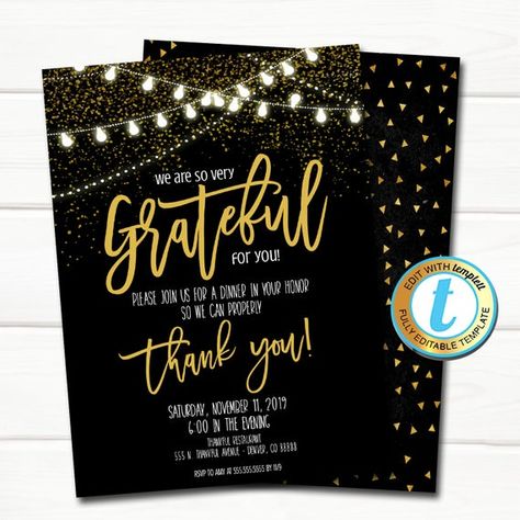 Appreciation Invitation Corporate Event Party Grateful For | Etsy Invitation Corporate, Client Appreciation Events, Work Holiday Party, Thank You Party, Client Appreciation, Invite Template, Employee Appreciation, Grateful For You, Event Invitation