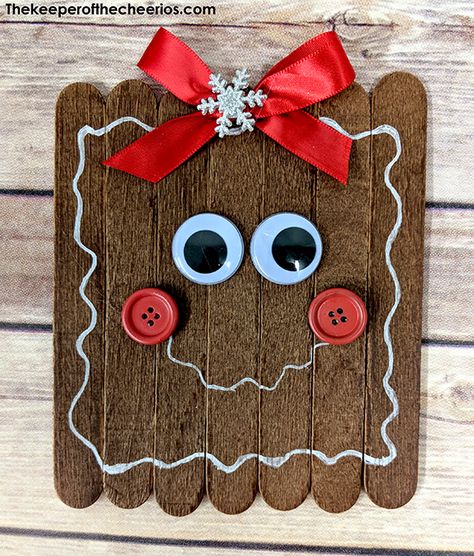 Gingerbread Kids Crafts, Popsicle Stick Christmas Crafts, Gingerbread Crafts, Popsicle Crafts, Craft Sticks, Christmas Arts And Crafts, Daycare Crafts, Preschool Christmas, 12 December