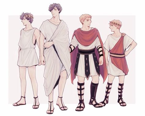 Rome Character Design, Ancient Greek Clothing Men Drawing, Roman Clothing Drawing, Greek Clothes Ancient, Athenian Clothing, Ancient Rome Art Drawing, Ancient Roman Character Design, Ancient Greece Clothing Men, Ancient Clothes Drawing