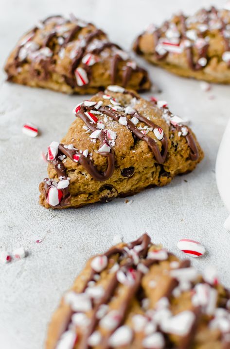 Enjoy the season with peppermint mocha scones Peppermint Mocha Scones, Scones Christmas, Holiday Scones, Mocha Scones, Peppermint Muffins, Peppermint Scones, Chocolate Bun Recipe, Peppermint Pie Recipe, Christmas Baking Recipes Easy