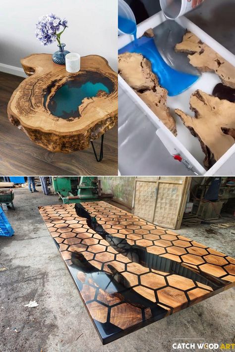 This natural wood epoxy table ������ : DesignPorn Desk Top Ideas, Woodworking Epoxy Resin, Table Top Epoxy, Epoxy Wood Table, Diy Table Top, Epoxy Table Top, Wood Epoxy, C10 Chevy Truck, Epoxy Table