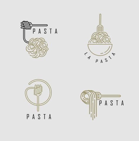 Italian Restaurant Logos, Italian Symbols, Pasta Brands, Pasta Restaurants, Element Illustration, Concept Illustration, Simple Icon, Linear Design, Logo Restaurant