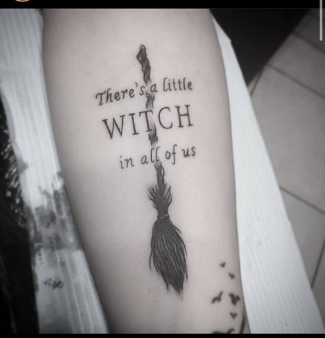 Into The Woods Tattoo, Witch Word Tattoo, Small Salem Tattoo Ideas, Practical Magic Tattoo Ideas Sisters, Tattoo Practical Magic, Practical Magic Tattoo Quotes, Matching Sister Witch Tattoos, Salem Witch Tattoo Ideas, Magic Quote Tattoo