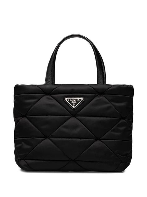 The Best Puffer Bags To Buy Now Leather Zipper Pouch, Prada Tote Bag, Prada Collection, Prada Logo, Quilted Tote Bags, Leather Patchwork, Nylon Tote Bags, Designer Totes, Quilted Totes