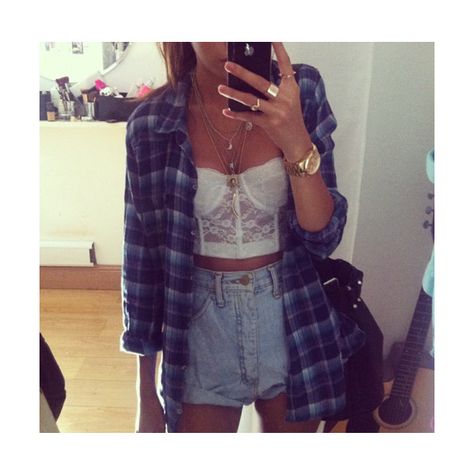 House Party Outfit Ideas Tumblr ❤ liked on Polyvore featuring outfits and tumblr outfits House Party Outfit, High Wasted Shorts, Festival Mode, Fest Outfits, Flannel Outfits, Tumblr Outfits, Outfit Jeans, Denim And Lace, Maxi Skirts